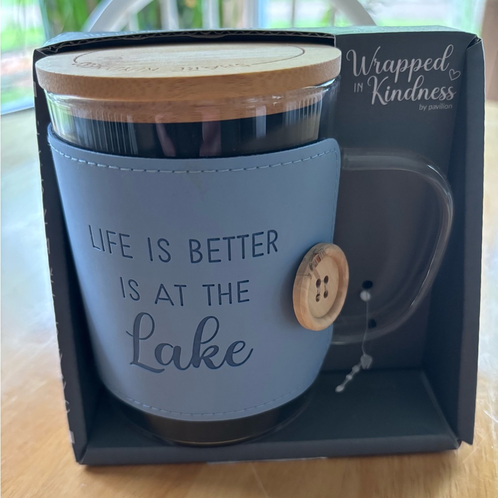 Life is Better at the Lake Mug with Wooden Lid